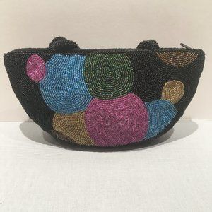 MULTI COLOR BEADED HALF CIRCLE PURSE